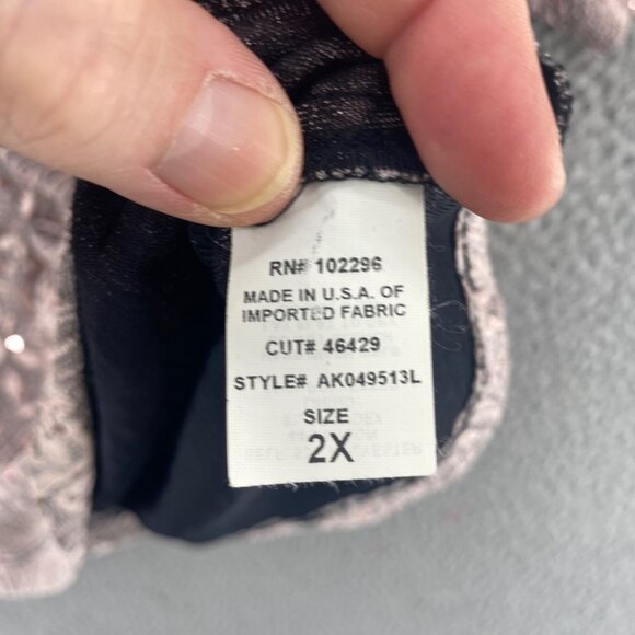 Dressbarn Top Womens 2X Plus Mauve Metallic Sequin Jacquard V Neck Short Sleeves - Picture 6 of 10